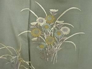 アンティーク　草花模様刺繍着物